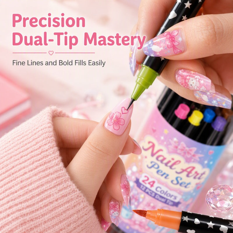 🎃 Halloween Special Sale! 🔥 35K+ Sold! 💅 24-Color Dual-Tip Nail Art Pens – DIY Halloween Manicure Kit 🎁