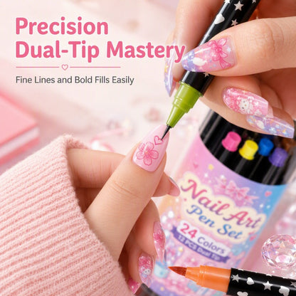 🎃 Halloween Special Sale! 🔥 35K+ Sold! 💅 24-Color Dual-Tip Nail Art Pens – DIY Halloween Manicure Kit 🎁