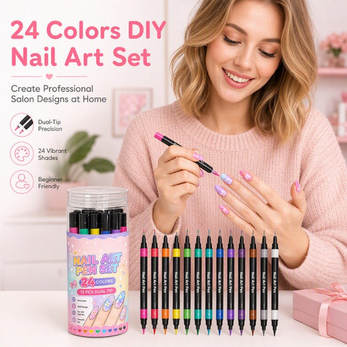 🎃 Halloween Special Sale! 🔥 35K+ Sold! 💅 24-Color Dual-Tip Nail Art Pens – DIY Halloween Manicure Kit 🎁