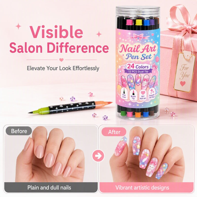 🎃 Halloween Special Sale! 🔥 35K+ Sold! 💅 24-Color Dual-Tip Nail Art Pens – DIY Halloween Manicure Kit 🎁