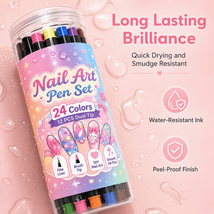 🎃 Halloween Special Sale! 🔥 35K+ Sold! 💅 24-Color Dual-Tip Nail Art Pens – DIY Halloween Manicure Kit 🎁