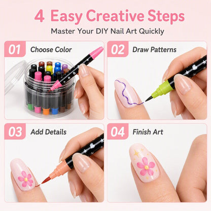 🎃 Halloween Special Sale! 🔥 35K+ Sold! 💅 24-Color Dual-Tip Nail Art Pens – DIY Halloween Manicure Kit 🎁
