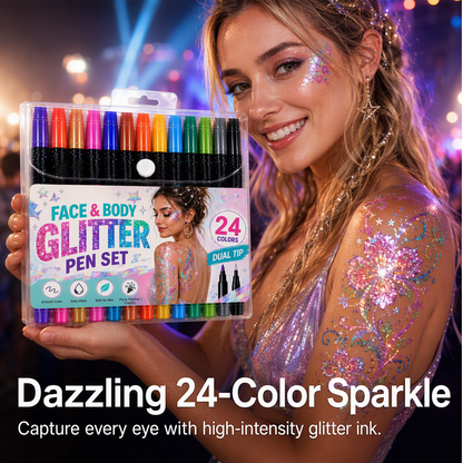 🎃 Halloween Special Sale! 🔥 35K+ Sold! 💅 24-Color Dual-Tip Face & Body Glitter Markers ✨